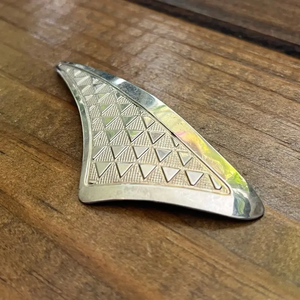 Vintage Oversized 925 Sterling Silver Mid-Century Mod Geometric Triangle Brooch